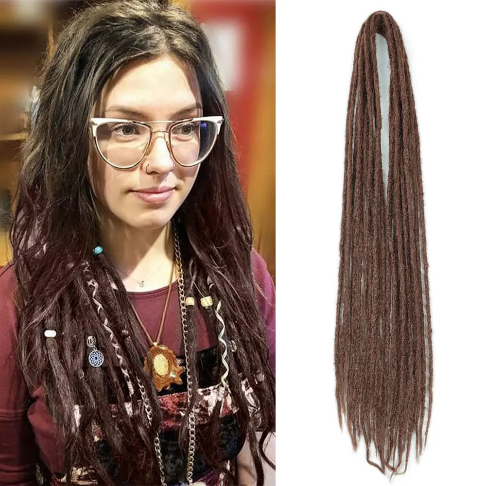 24 inch Synthetic Double Ended Dreadlock Extensions Brownish Blonde Fake Dreads Extensions Reggae Hippie Dreads for Women