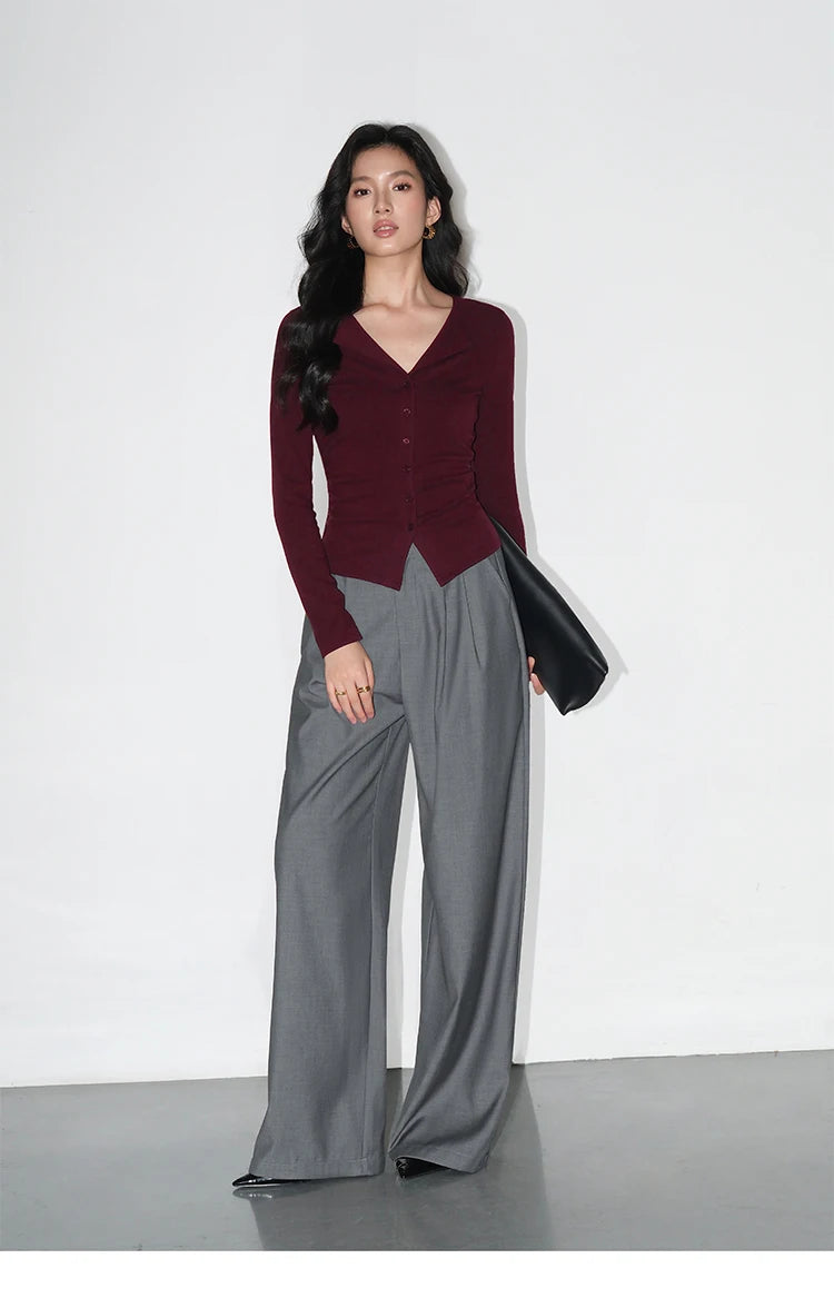 Multicolor Office High-waisted Wide-leg Suit Pants Women's 2025 Autumn Loose and Drape Casual Straight Mopping Trousers