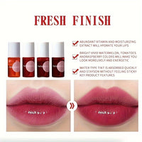 4 color Fruity Lip Tint Water Gloss Tint,Moisturizing Waterproof Liquid Lipstick, Non-Stick,High Pigment,Long-Lasting Colors