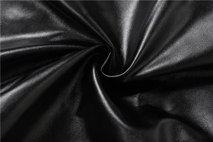 Weird Puss PU Patchwork Women Jacket Letter Print Hipster Button Zip Full Sleeve Trend Cool Street  Spring Outwear Crop Coat