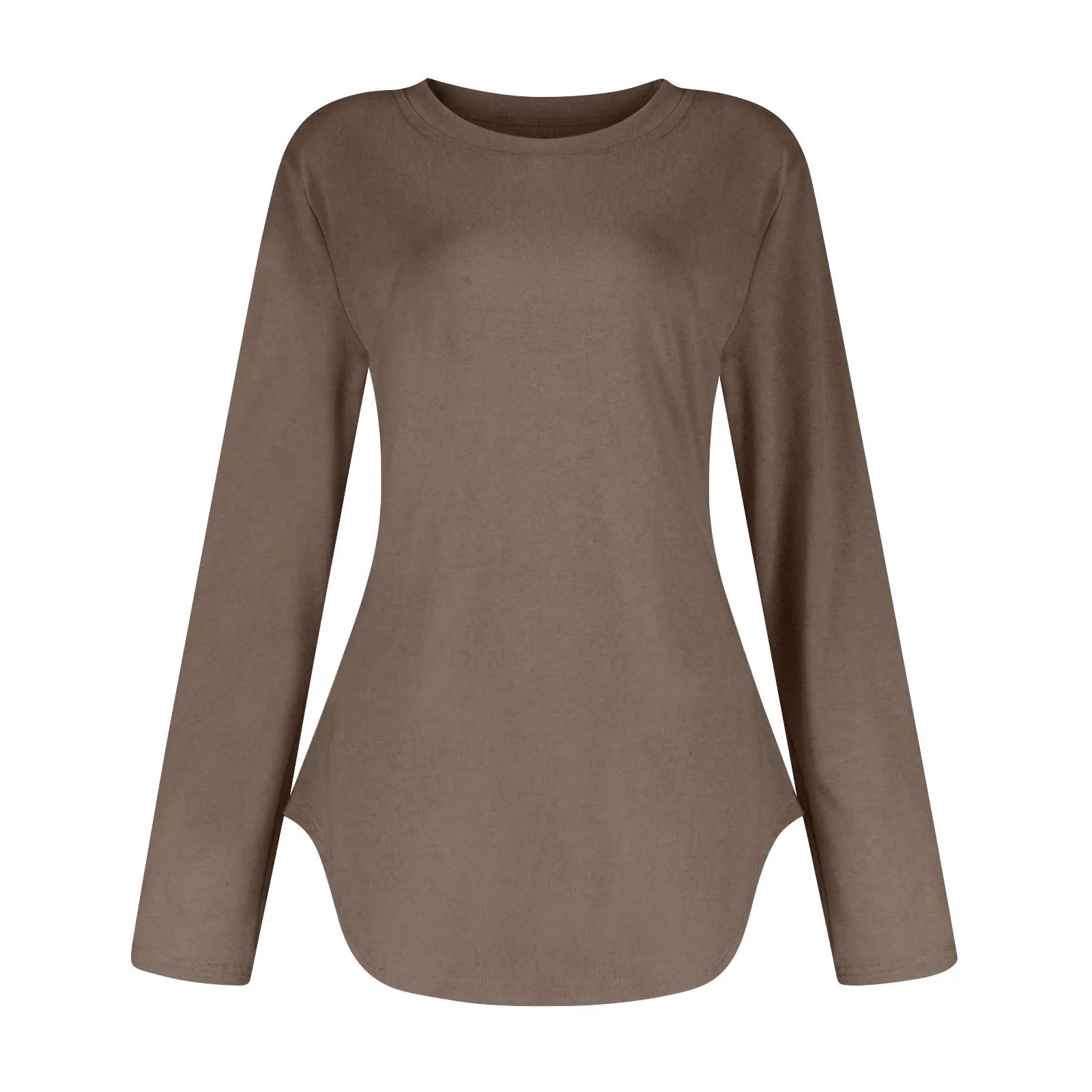 Traf 2024 Mujer Womens Long Sleeve Round Neck Shirts Side Split Basic Loose Tunic Tops Casual Shirts Ropa De Mujer Fashion