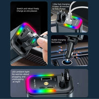 5-in-1 180W Car Fast Charger USB Type-C Power Adapter Retractable Phone Charger With Roof Starlight For IOS Android Phones