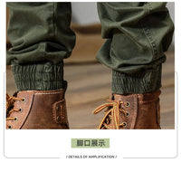 CAAYU Joggers Cargo Pants Mens Casual Y2k Multi-Pocket Male Trousers Sweatpants Streetwear Techwear Military Green Track Pants