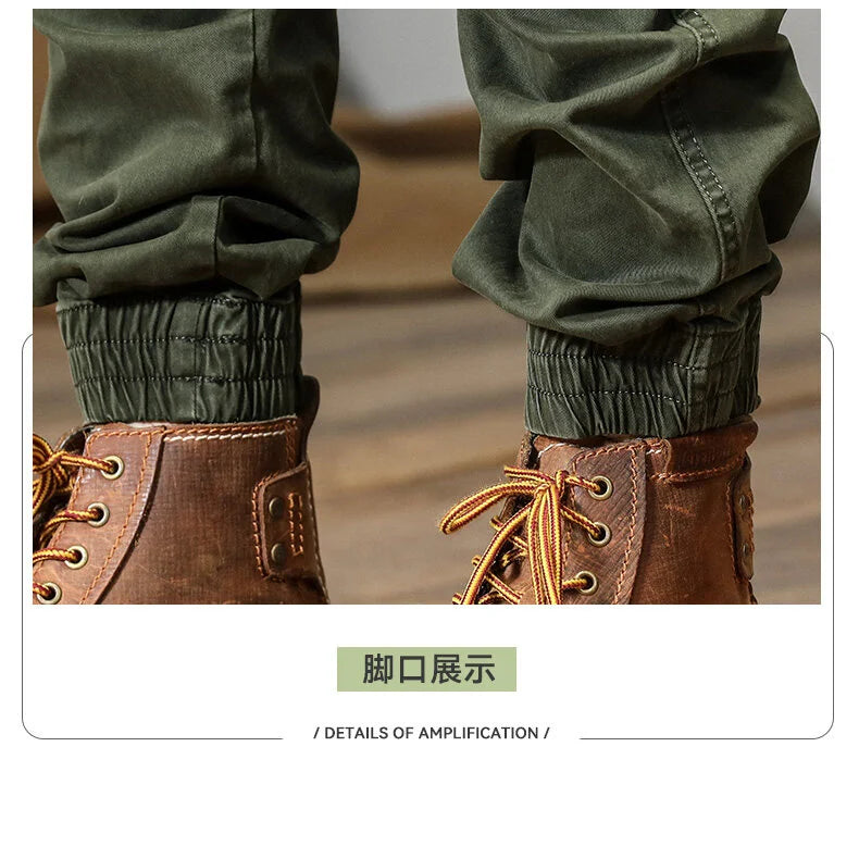 CAAYU Joggers Cargo Pants Mens Casual Y2k Multi-Pocket Male Trousers Sweatpants Streetwear Techwear Military Green Track Pants