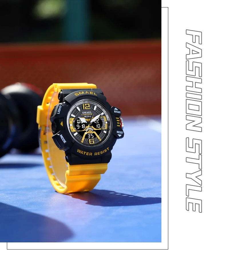SMAEL Sport Watch for Men Waterproof Wristwatches Student Dual Display Digital Multi-function Stopwatch Clocks 8065 Male Watches