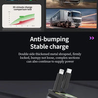 5-in-1 180W Car Fast Charger USB Type-C Power Adapter Retractable Phone Charger With Roof Starlight For IOS Android Phones