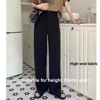 High Waist Wide Leg Thin Suit Pants Women's Loose Fitting Casual Floor Length Trousers Straight Cut Slimming Effect