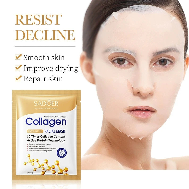 30pcs SADOER Collagen Anti-aging Face Mask Moisturizing Anti-Wrinkle Brightening skincare Sheet Facial Masks Skin Care