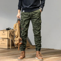 Spring and autumn trendy Cargo pants for men, slim, leggings, ruffian and handsome trousers, American multi bag pants, outdoor v