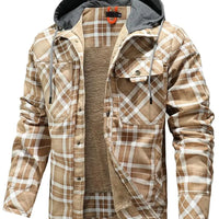 Men's Jackets Winter Hooded Warm Coat Casual Thicken Plaid Work Flannel Snap Sherpa Lined Fleece Clothing US Size