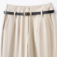 Faionable High Waist Belted Straight Leg Pants Women's Slim Fit Casual Autumn New Arrival Street Sle Polyester Fiber