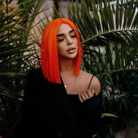 Synthetic Short Straight Bob Wig Middle Part Heat Resistant Synthetic Wigs for Halloween Cosplay Party