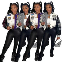 WB9121 Women's Screw Thread Ballpark Jacket Crew Neck Regular Fit Spring Autumn New Style Clothing From China Mainland