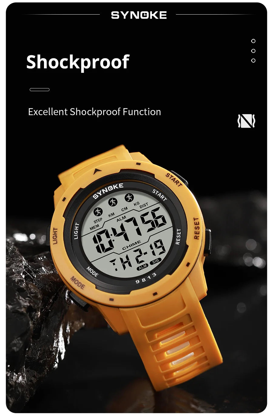 Upgrade Movement Digital Watches For Men Waterproof 50M SYNOKE 9813 Sports Watch Men Big screen Easy to Read reloj hombre