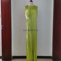 Women Sexy Dress New Sleeveless Solid Party Slim Empire Split Female Elegant Round Neck Fashion Long Clothing