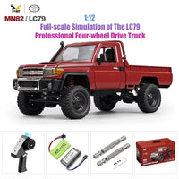 Rc Car MN82 1:12 Retro with LED Lights, Full Scale Analog LC79, Professional Four-wheel Drive Truck, Toy Truck Model RC