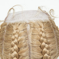 22inch Cornrow Braided Wigs Synthetic Lace Front Braids Wigs with Baby Hair 2 Curly Ponytail Braided Wigs for Black Women