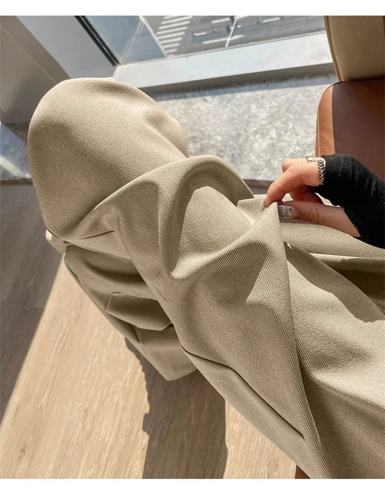 High Waist Slim Fit Straight Leg Suit Pants Wide Leg Casual Trousers Women's Autumn New Arrival Red Color Business Office Wear