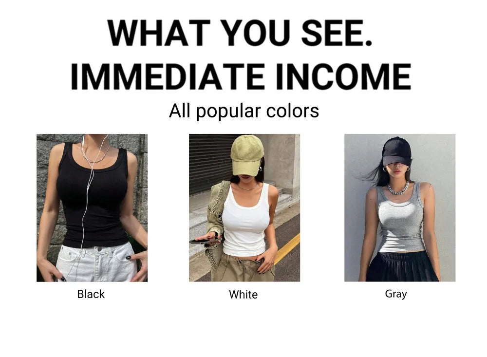 Cotton Solid Tank Top Women Sleeveless Tight Ribbed White Fashion Knit Vest Straps Summer Casual Fitness Sporty Basic Clothing