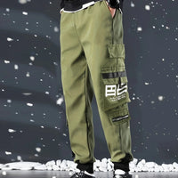 Men's Cargo Pants Casual Hip Hop Hit Color Multiple Pockets Trousers Streetwear Ribbons Techwear Sweatpants