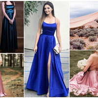 Elegant Women Maxi Beach Satin Dress Sexy Leg Slit Lace up Evening Prom Gown Adjustable Straps Bridesmaid Dresses
