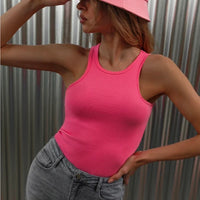 Women's Corset Summer 100% Cotton Crop Top Y2k Knitted Camis O Neck Knit Camisole Sleeveless Vest Solid Slim Tank Tops Women