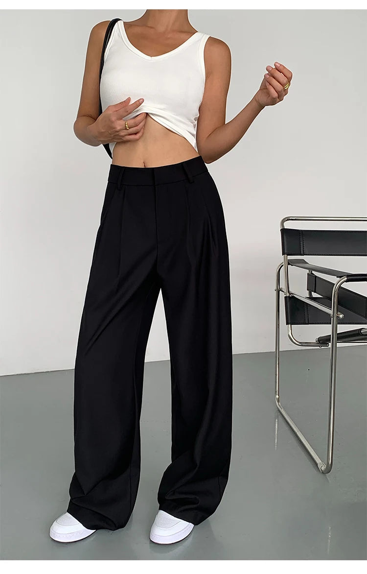 Multicolor Office High-waisted Wide-leg Suit Pants Women's 2025 Autumn Loose and Drape Casual Straight Mopping Trousers