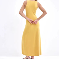 Knit Sleeveless Dresses For Women Long Elegant White High Slit Dress Bodycon Ladies Office Skinny Maxi Tank Rib Dress Female