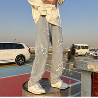 Cross Embroidery Y2k Jeans Mens Straight Denim Pants Casual Vintage Jeans Versatile Fashion Streetwear Spring High Street Pants