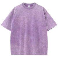 Summer men's washed T-shirt women's cotton loose round neck oversized T-shirt men's Korean Y2k top casual retro