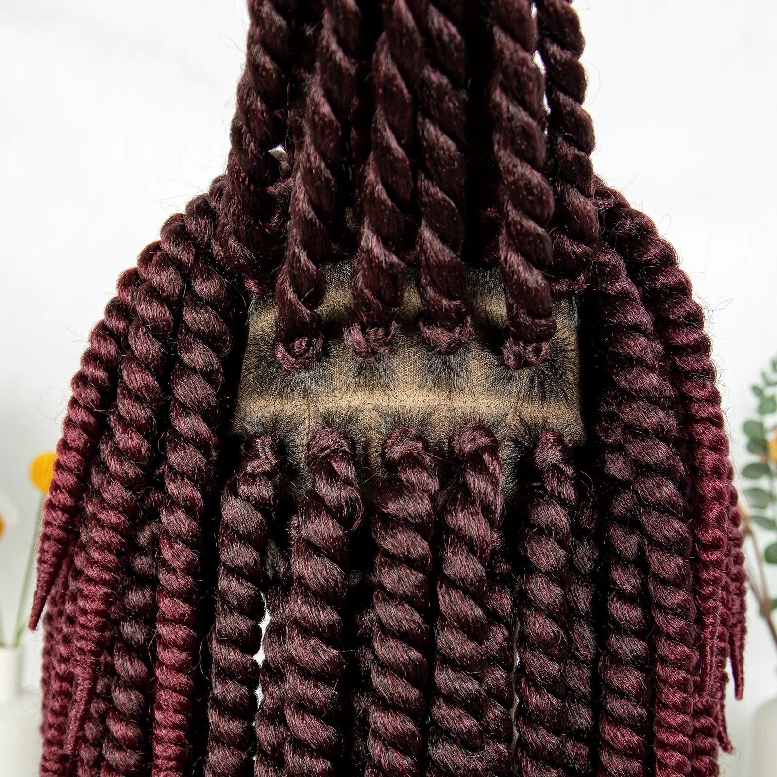 16" Full Lace Twisted Braided Wigs for Black Women Synthetic HD Lace Front Braids Wigs with Baby Hair Natural Lace Braiding Wigs