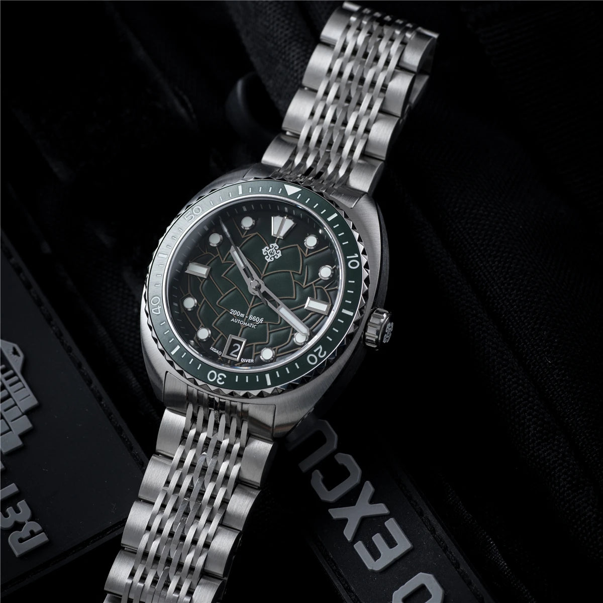 2025 New IXDAO IPOSE Automatic Mechanical Men Watch JD-X07S Dragon Scale Pattern Watch Stainless Steel BWG-9 Diving reloj hombre