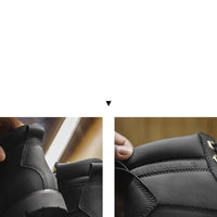 Maden Men's Versatile Black Boots Plush Lining Warmth Shoes Retro Non-Slip Thick Sole Work Boots Outdoor Casual Mid-Calf Boots