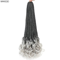 14 18 24 Inch French Curl Box Braids Crochet Hair Ombre Brown to Blonde Prelooped Synthetic French Curls Braiding Hair for Women