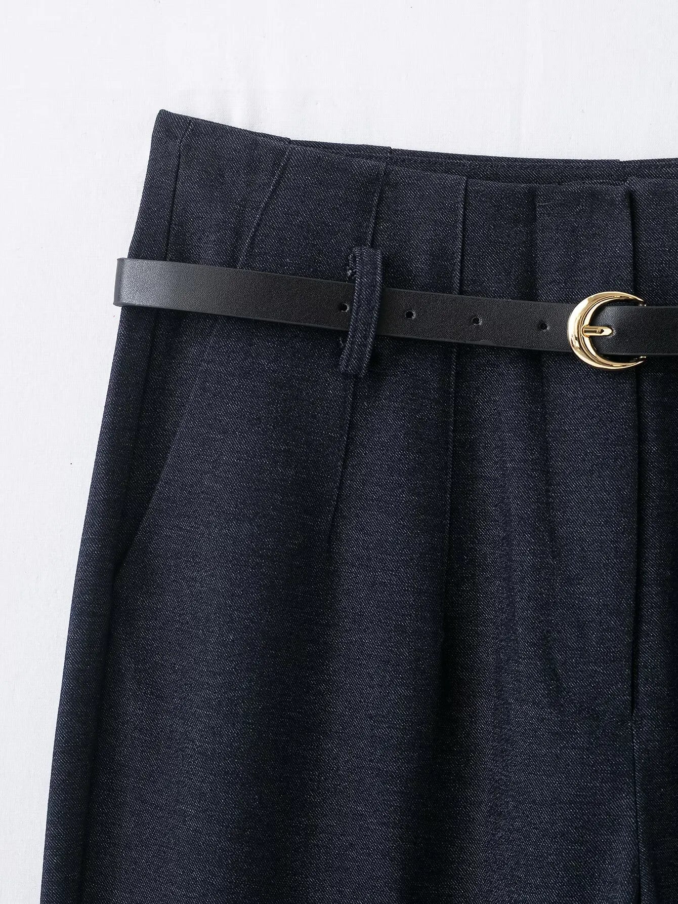 Faionable High Waist Belted Straight Leg Pants Women's Slim Fit Casual Autumn New Arrival Street Sle Polyester Fiber