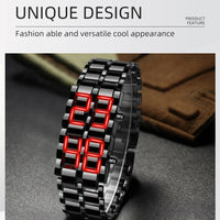 Fashion Mens Digital Lava Wrist Watch Men Black Full Metal Red Blue LED Display Watches Gifts for Male Boy Sport Creative Clock