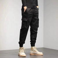 Men's Winter Snow Warm Thermal Plush Cargo Pants Comfortable Elastic Waist Casual Trousers Trend Versatile Concise Outside Pants
