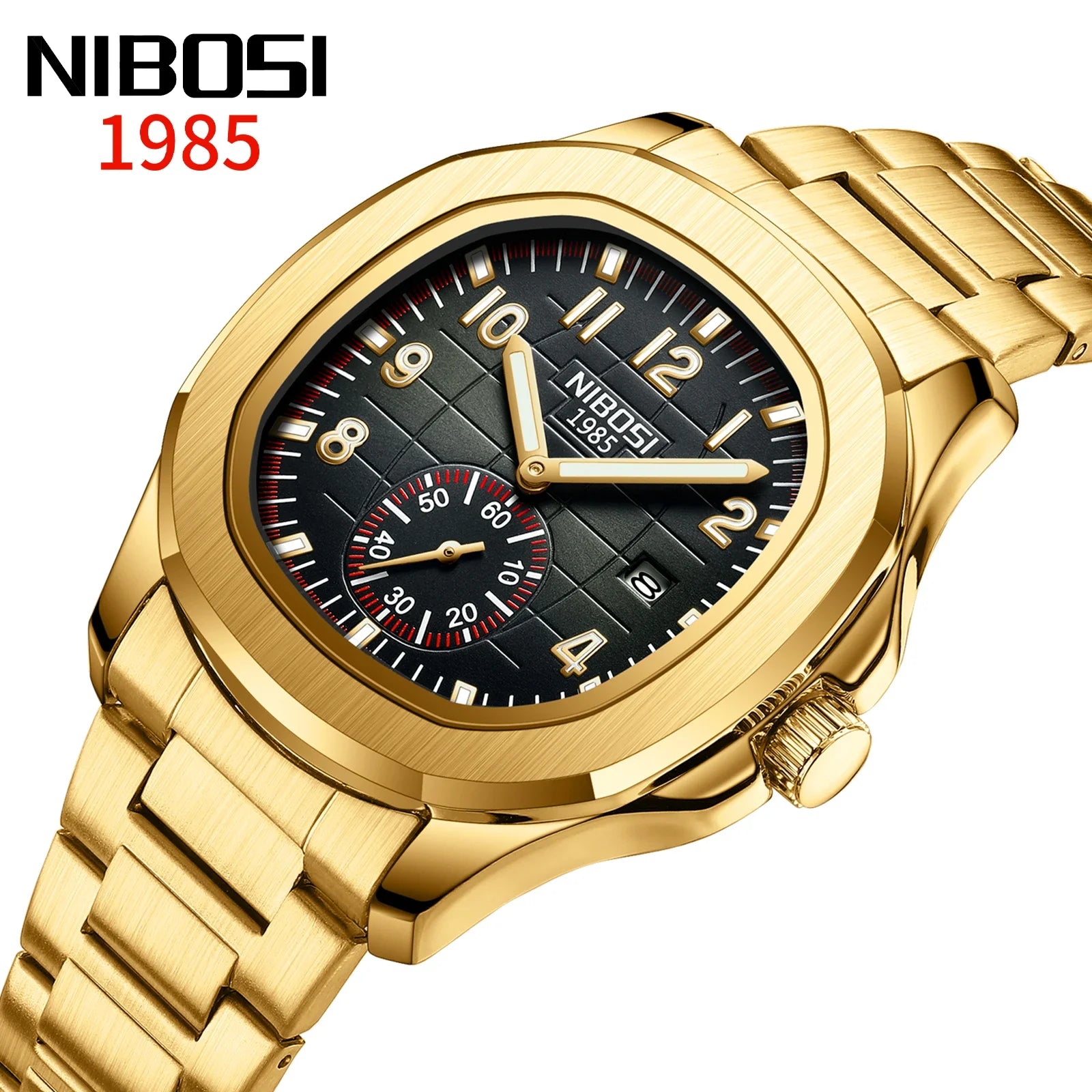 NIBOSI Brand Luxury Mens Watch Waterproof Luminous Digital Design Quartz Watch Casual Belt Date Watches For Men reloj hombre