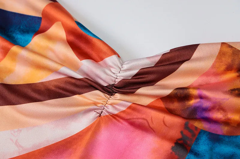 Tie Dye Print Ribbed Midi Dress For Women 2024 Summer Outfits Bodycon Side Slit Y2K Outfits Sexy Streetwear Long Dress