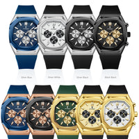 POEDAGAR Business Watch For Men Waterproof Luminous Chronograph Date Man Wristwatch Silicone Strap Quartz Men's Watches Male+Box