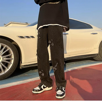 Cross Embroidery Y2k Jeans Mens Straight Denim Pants Casual Vintage Jeans Versatile Fashion Streetwear Spring High Street Pants