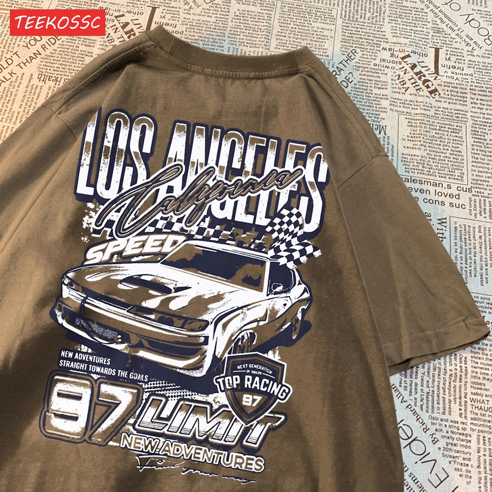 Cool Racing Cars Printed Short Sleeve Breathable Fashion T Shirts Breathable Streetwear Clothing Everyday Cartoon T-Shirt