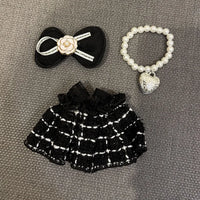 Doll Clothes Outfit Accessories for Labubu Clothes Designer Black and White Plaid Dress Set DIY Mini Dolls Clothing Girl Gift