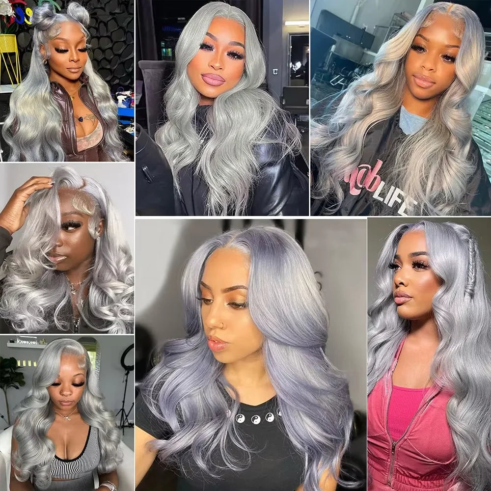 HD Silver Grey 13x6 Lace Frontal Wig 100% Vietnamese Body Wave Wigs Virgin Hair Gray Lace Front Human Hair Wis For Women On Sale
