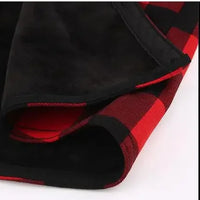 Plus Size Men's Hooded Plaid Shirt Warm Fleece Lined And Thickened Top Long Sleeve Outerwear For Autumn/Winter