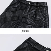 ZUZK  Warm Black PU Leather Thick Bermuda Shorts For Women Winter  Knee Length Shorts Motorcycle Punk High Waist Bermuda Femme