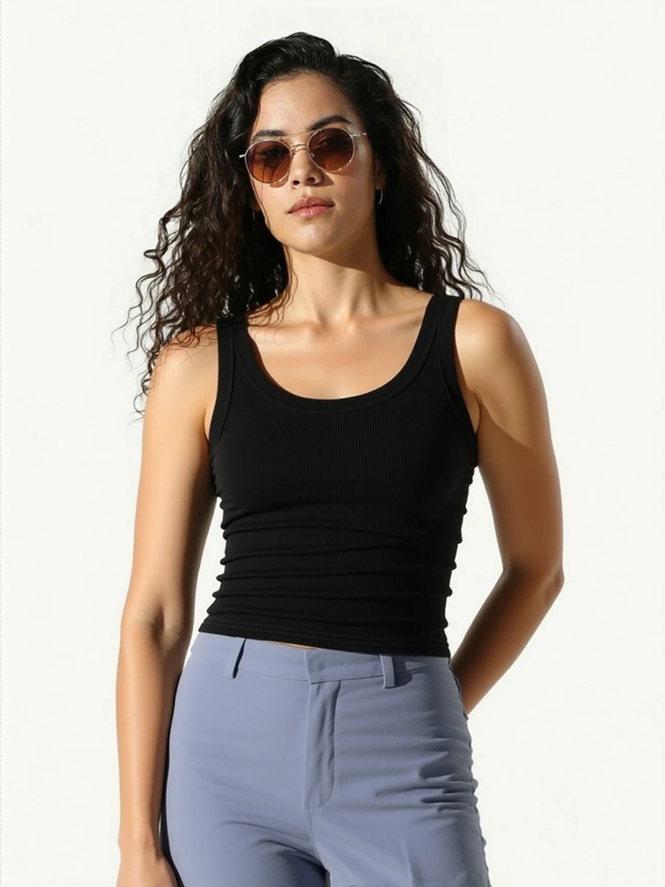 Cotton Solid Tank Top Women Sleeveless Tight Ribbed White Fashion Knit Vest Straps Summer Casual Fitness Sporty Basic Clothing