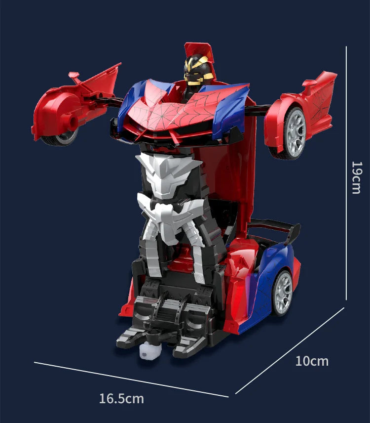 1:18 RC Transforming Car Robot Toy, LED Lights, 2.4GHz Drift Racing Vehicle, One-Button Transform, Rechargeable, 360° Rotation