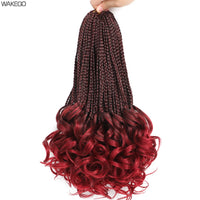 14 18 24 Inch French Curl Box Braids Crochet Hair Ombre Brown to Blonde Prelooped Synthetic French Curls Braiding Hair for Women