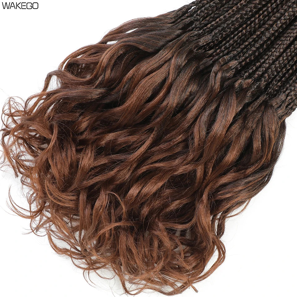14 18 24 Inch French Curl Box Braids Crochet Hair Ombre Brown to Blonde Prelooped Synthetic French Curls Braiding Hair for Women